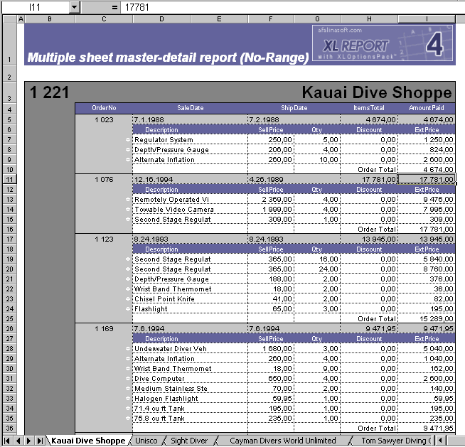 AfalinaSoft XL Report for Delphi 5 Screenshot